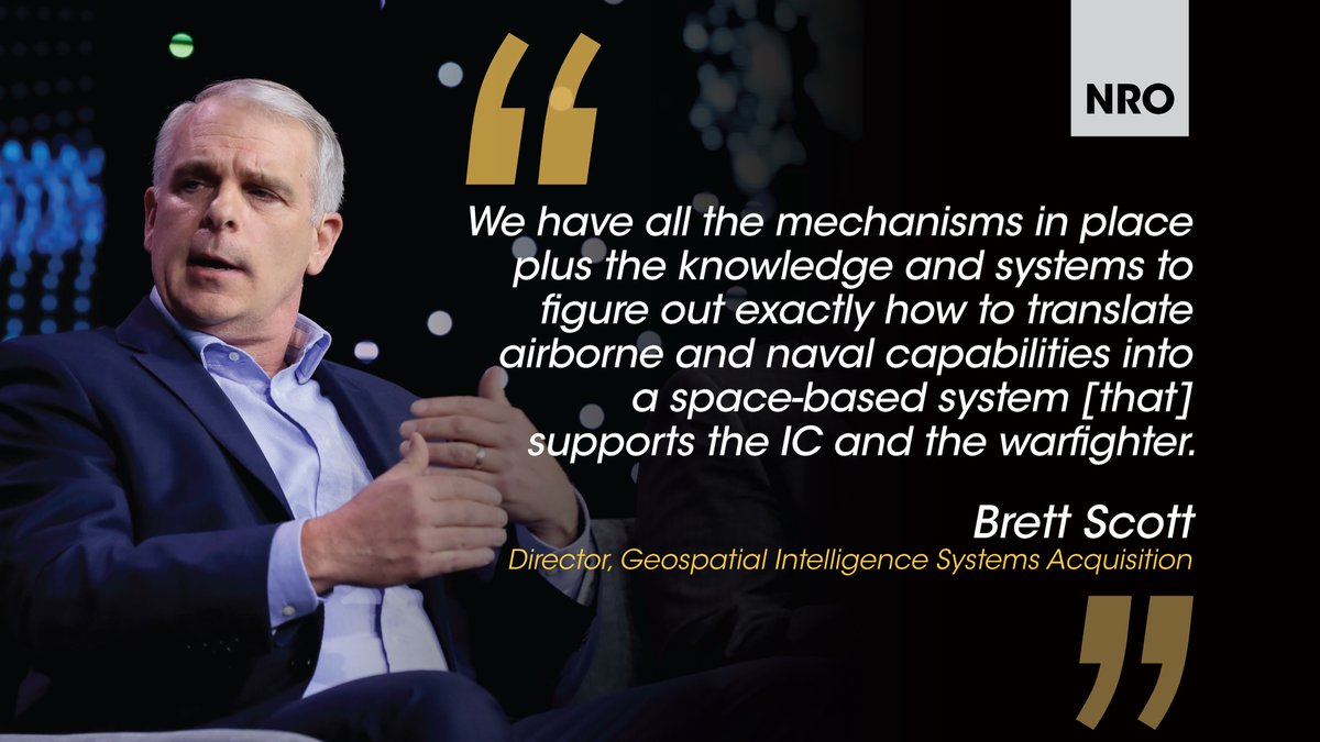 Director of NRO's Geospatial Intelligence Systems Acquisition (GEOINT) directorate Brett Scott joined government and industry leaders on a #GEOINT2024 panel to discuss the impact and support of space-based capabilities for the warfighter.

Thanks for having us @USGIF!