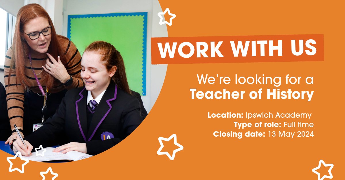We are looking for an inspirational and highly motivated Teacher of History to join our team in September. Unqualified teacher applications with experience will also be considered. Work somewhere your work and wellbeing are valued, find out more here: ipswichacademy.paradigmtrust.org/about-our-scho…