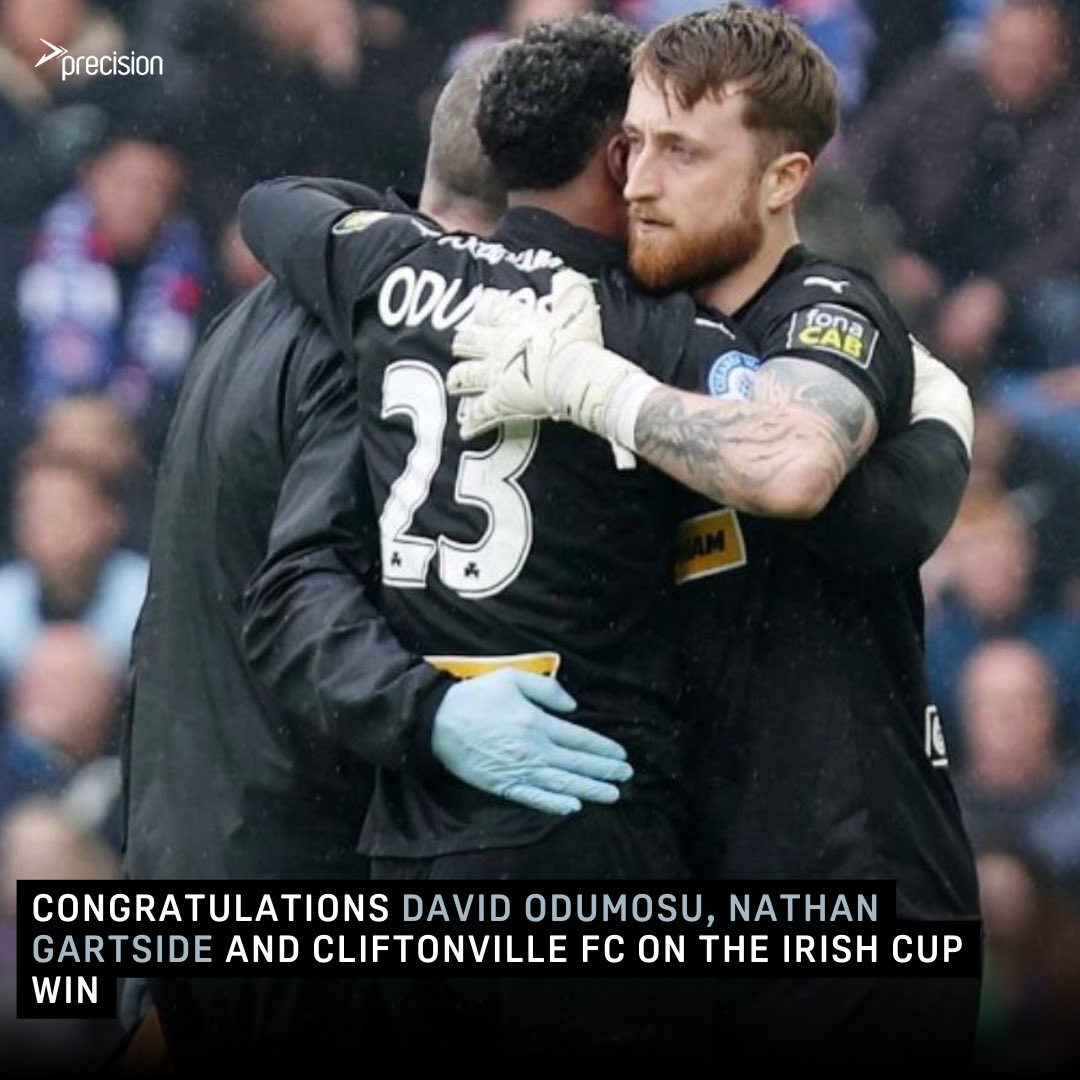Celebrations all around for Cliftonville FC and Precision ambassadors David Odumosu and Nathan Gartside! 🧤 

Last weekend Cliftonville ended their 45 year long wait when they won 3-1 against Linfield to be crowned the Irish Cup Champions!

#precisiontraining #seriousaboutsport