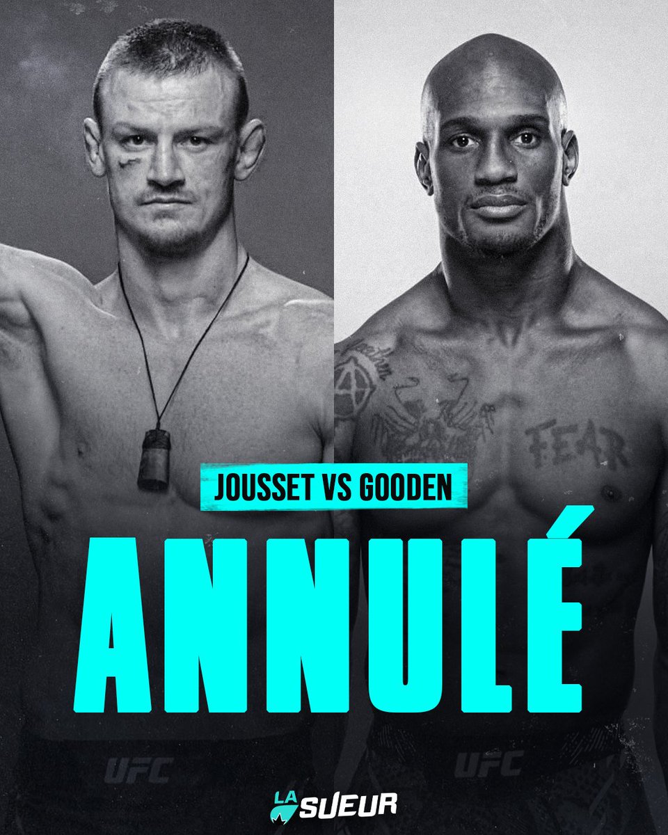 🚨 Le combat entre Kevin Jousset et Jared Gooden est ANNULÉ ! ❌

Selon l'UFC, Jared Gooden aurait un souci médical qui l'empêche de se peser et de combattre demain. 🙏