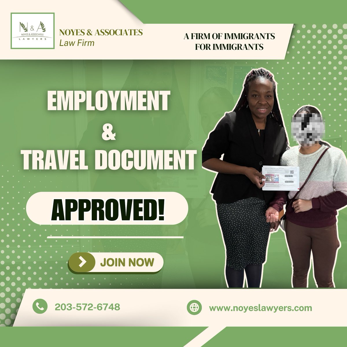 NoyesAssoclaw's tweet image. 🌟 Congrats to our amazing Filipino client on receiving her work and travel docs since 2018! 🇵🇭✈️ Countdown to family reunions begins! 💫

Need legal help? Reach out today! 💼

📞203-572-6748 
🌐noyeslawyers.com

#WorkPermit #TravelDocuments #NoyesLawFirm  #USImmigration