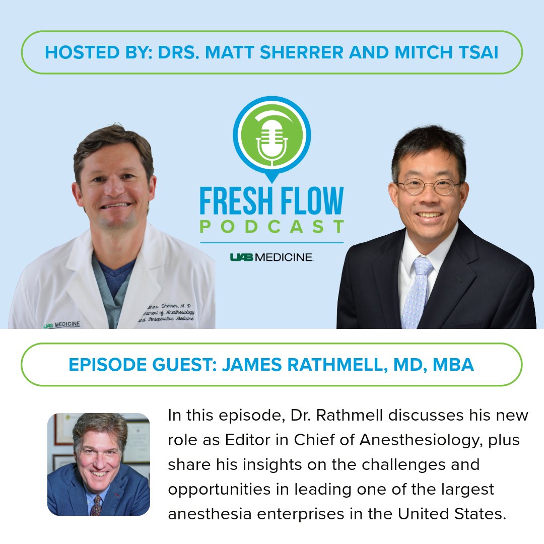 It's #FreshFlowFriday! 🎙️ The Fresh Flow podcast is a collaboration between @uabmedicine and the @AACD1988 hosted by @MattSherrerMD and Mitchel Tsai, M.D., MMM, FASA, FAACD. Listen to the episode featuring Dr. James Rathmell from @harvardmed now: bit.ly/3xTrn8D