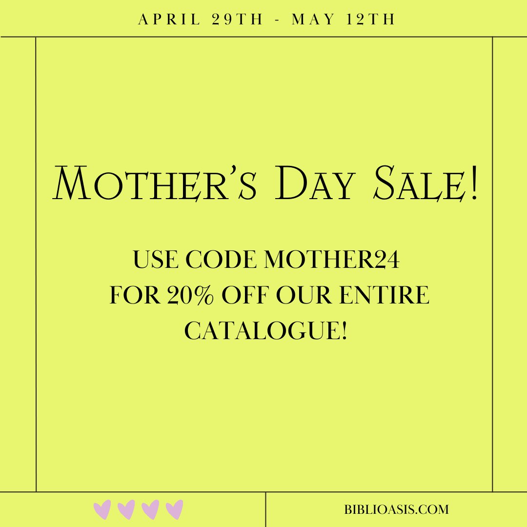 Only a couple of days are left for our Mother's Day Sale! Use code MOTHER24 for 20% off of our entire catalogue💜 biblioasis.com/product.../mot…