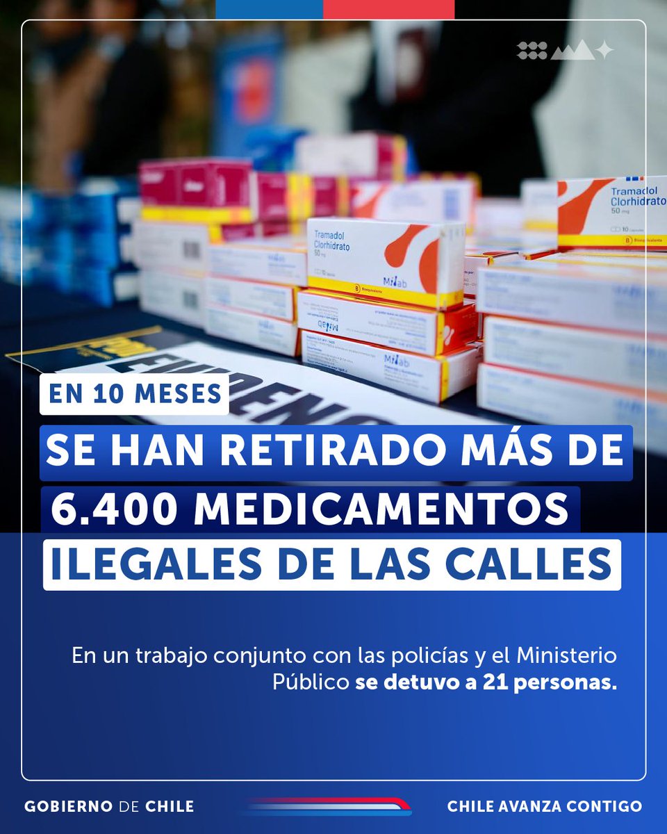 Mediante la realización coordinada de operativos, se decomisaron cantidades importantes de medicamentos regulados por la Ley 20.000 de drogas 🇨🇱 ☑️ Seguimos trabajando por #MásSeguridad para las personas.