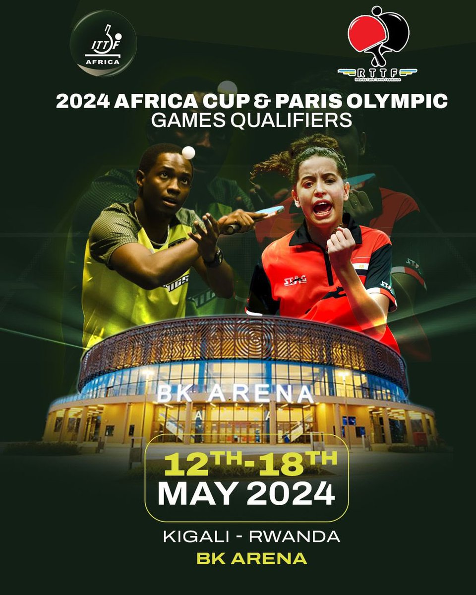Gear up for an exciting week at BK Arena🤩🏓 Join us for the @ITTFAfrica Africa Cup and the Paris Olympic Games qualifiers. Get your friends and family and come witness the best table tennis in action for free! #BKArenaIsYours #BKArenaNiIyawe #ITTFAfricaKigali24