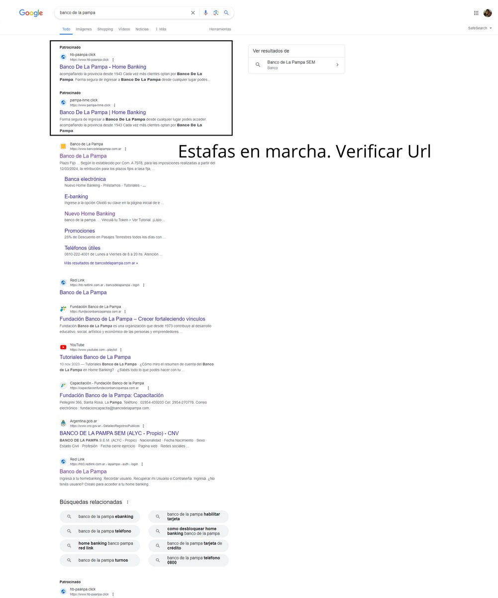 ATENCION USUARIOS BANCO DE LA PAMPA!!! Estafa en marcha. Tengan cuidado al entrar a su homebanking. Vean la imagen y verifiquen la direccion web. #bancodelapampa #bdlp #estafa #ciberdelito #LaPampa