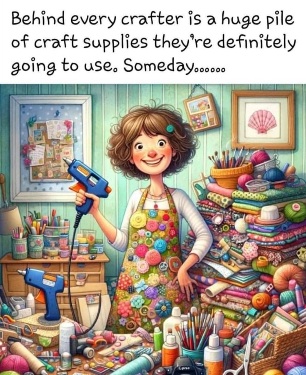 At least that’s what we tell ourselves 😂 #lovetocraft #crochet #quilt #sew #illgettoiteventually #someday #fridayfunnies