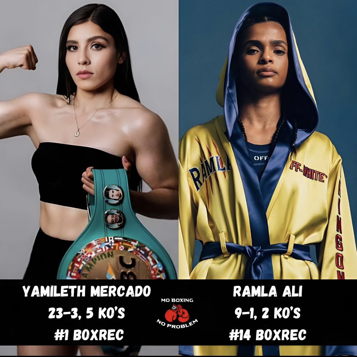 Yamileth Mercado is set to defend her WBC World Super Bantamweight title vs. Ramla Ali on June 29th as part of the Estrada-Rodriguez undercard 🥊

@YeimiMercado16 vs. @ramlaali 

#boxing #yamilethmercado #ramlaali #juanfranciscoestrada #jesserodriguez #estradarodriguez