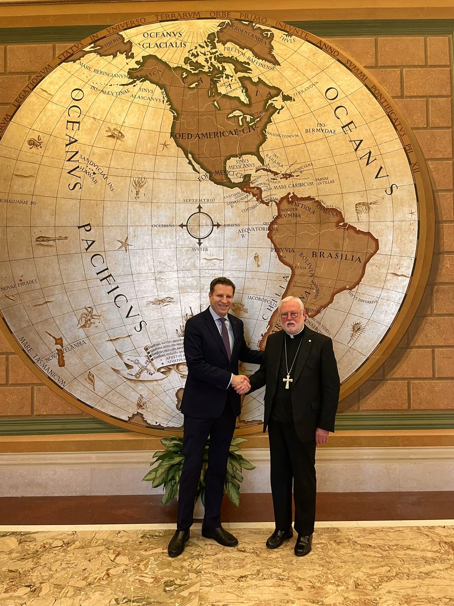 Always a pleasure and honor to visit with the Vatican foreign minister, His Excellency Archbishop Paul Gallagher - with thanks to him and his diplomatic corps for all their important work, around the world.