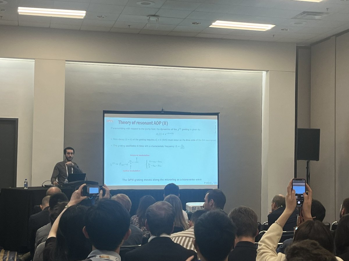 Last night Dr Marco Clementi presented results on spatio-temporal QPM in microresonators at the #CLEO24 post deadline session . Congrats team for an amazing work ! <a href="/OpticaWorldwide/">Optica</a> <a href="/EPFLEngineering/">EPFL School of Engineering</a>