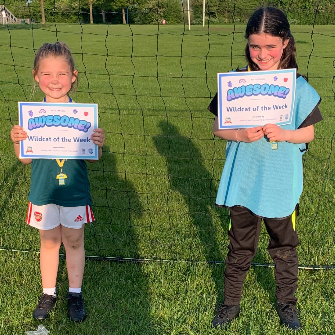 Well done to our Wildcats of the Week.  💛💙⚽

There's no Wildcats this Saturday as the girls are playing in an U7s Festival. 

Wildcats will be back on Wednesday 15th May from 6-7pm.

#WeetabixWildcats #LetGirlsPlay #HerGameToo #GrassrootsFootball @AylesNews