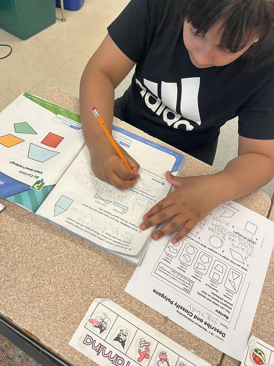 Literacy integration during math class with roots and affixes, a thought jot before a turn and talk, activity based exploration and then independent practice. These 3rd grade mathematicians are #shiningbright in @MissOlivares216’s classroom. @rmda226 @BethlehemAreaSD