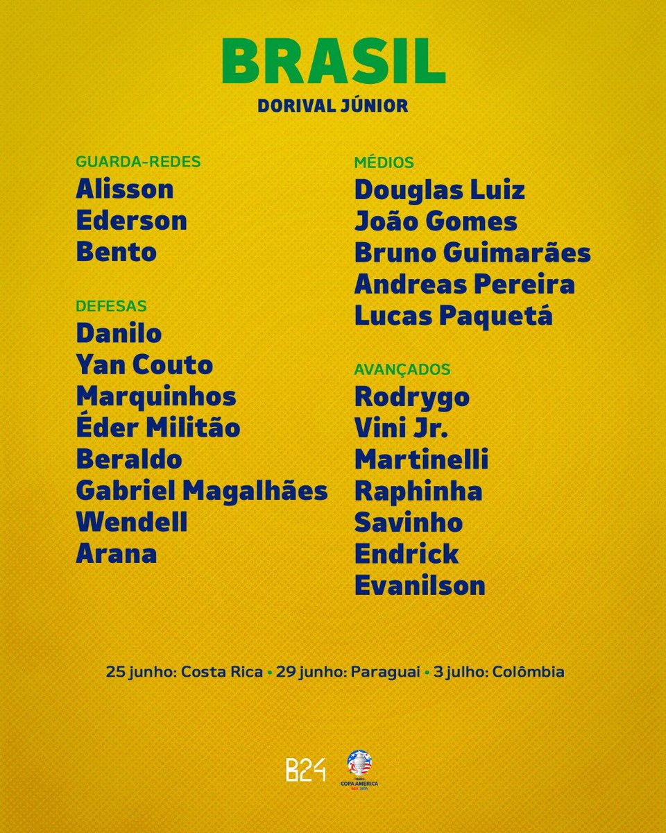 paisoltaram's tweet photo. 🇧🇷 Convocação da Seleção Brasileira de Dorival Júnior para a Copa América 2024: https://t.co/1KnzCQz8TJ