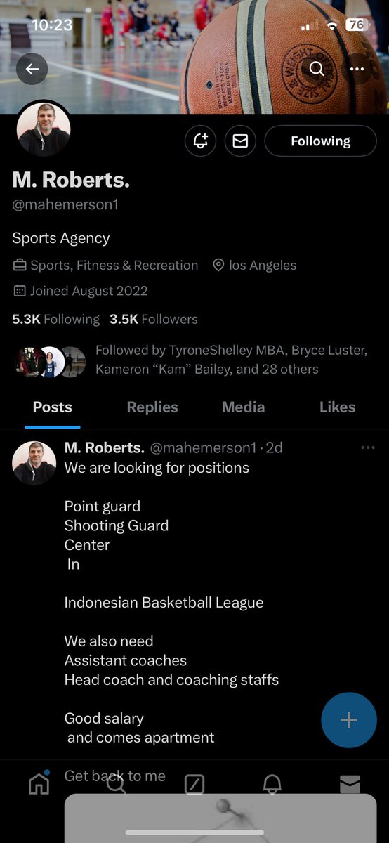 PSA for college coaches and aspiring professional players ‼️

This “agent” is charging guys $150 just to talk, sent over a fake list of teams interested in the player &amp; now asking for another $310 for Visa fee’s before next steps. Be careful. 

Called him out now he’s blocked me.