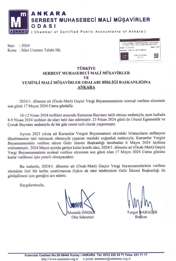 #MuhasebeYangınYeri @AnkaraSMMMO #GeçiciVergi için uzama talebinde bulundu. Şu kaotik zamanlar bir geçse artık! Uzama talep etmekten bile sıkıldık inanın. Beyanların insani şartlarda, doğru ve aklı selim ile verilerek milyarlarca verginin hazineye intikali için bu uzama da şart.