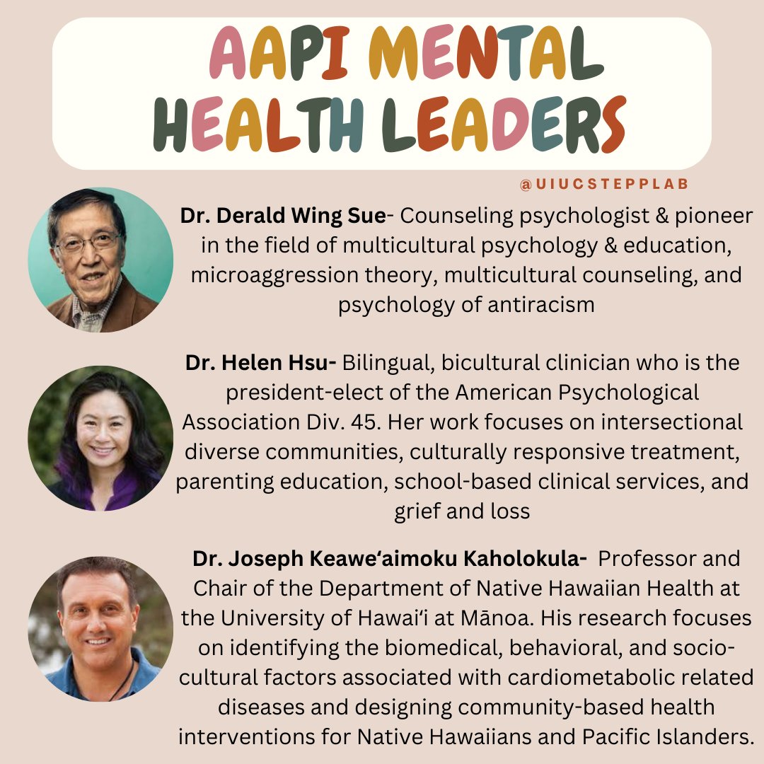 STEPP Lab (@labstepp) on Twitter photo May is #AAPIMonth The STEPP lab wants to highlight some fantastic AAPI leaders within the mental health field! Additionally, we want to recognize that there are health disparities and barriers to treatment for AAPI individuals that still persist today. Check out our post below⬇️ May is #AAPIMonth The STEPP lab wants to highlight some fantastic AAPI leaders within the mental health field! Additionally, we want to recognize that there are health disparities and barriers to treatment for AAPI individuals that still persist today. Check out our post below⬇️