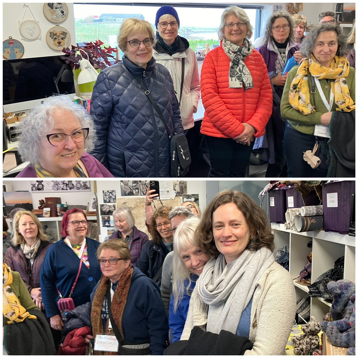 a busy Friday morning, with our first tour groups, Kirsty and her knitting group from KnittingTours.com followed by Kate Humble with her Wild and Woolly group from Shetland Nature Lovely to meet you all, enjoy our beautiful Islands and come back soon🧸 #burrabears #shetland