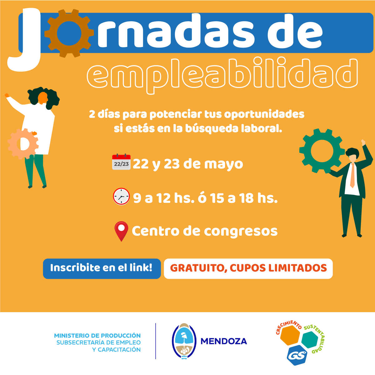 Si estás en la búsqueda laboral activa podés sumarte a las Jornadas de Empleabilidad que brindaremos junto a <a href="/ProduccionMza/">Producción Mendoza</a>  los días 22 y 23 de mayo.

⚠️Podés inscribirte y saber de que se tratan estas jornadas en el siguiente link: lnkd.in/gGbqNSNe 

¡Nos vemos ahí!👋