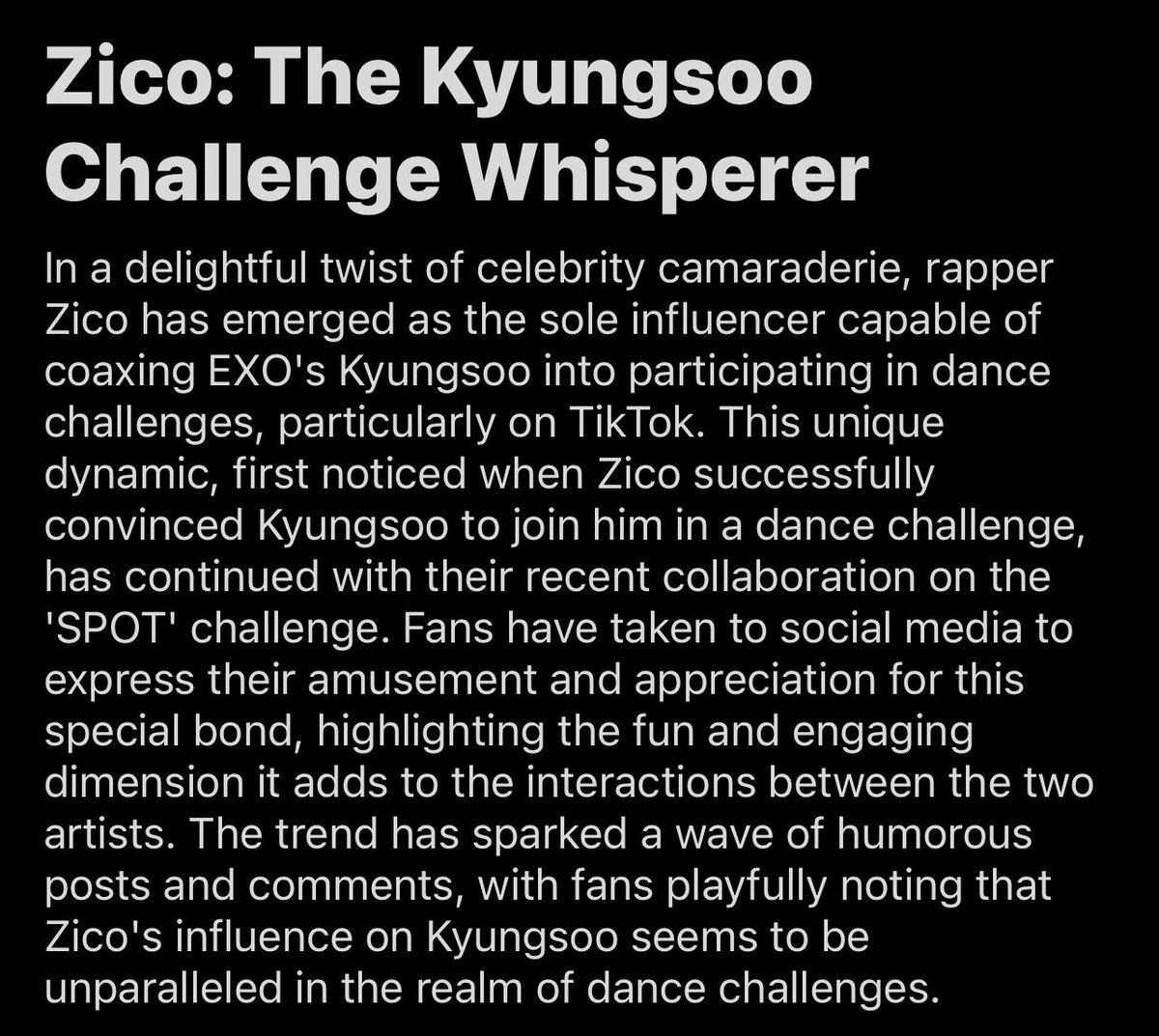 “ZICO: The Kyungsoo Challenge Whisperer” 😭😭😭😭