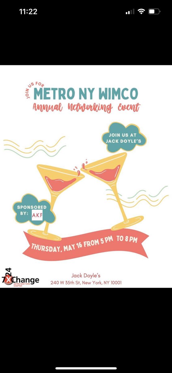 Join WiMCO next Thursday 5/16 at Jack Doyle's in NYC for the annual networking event. See you there!
#7x24exchange #7x24metronychapter #wimco #womeninmissioncriticaloperations #missioncritical #datacentersolutions #construction #technology #networking #nycevent #happyhour #akf