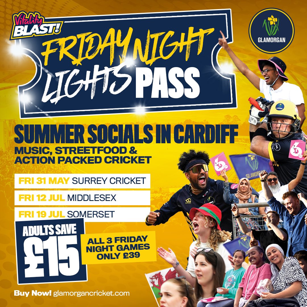 🎉 @VitalityBlast Friday Night Lights are back 🎇 Join us in the centre of Cardiff for the perfect way to start the summer and save £15 with a Friday Night Lights Pass 🎫 🔗 bit.ly/VitalityBlast #OhGlammyGlammy