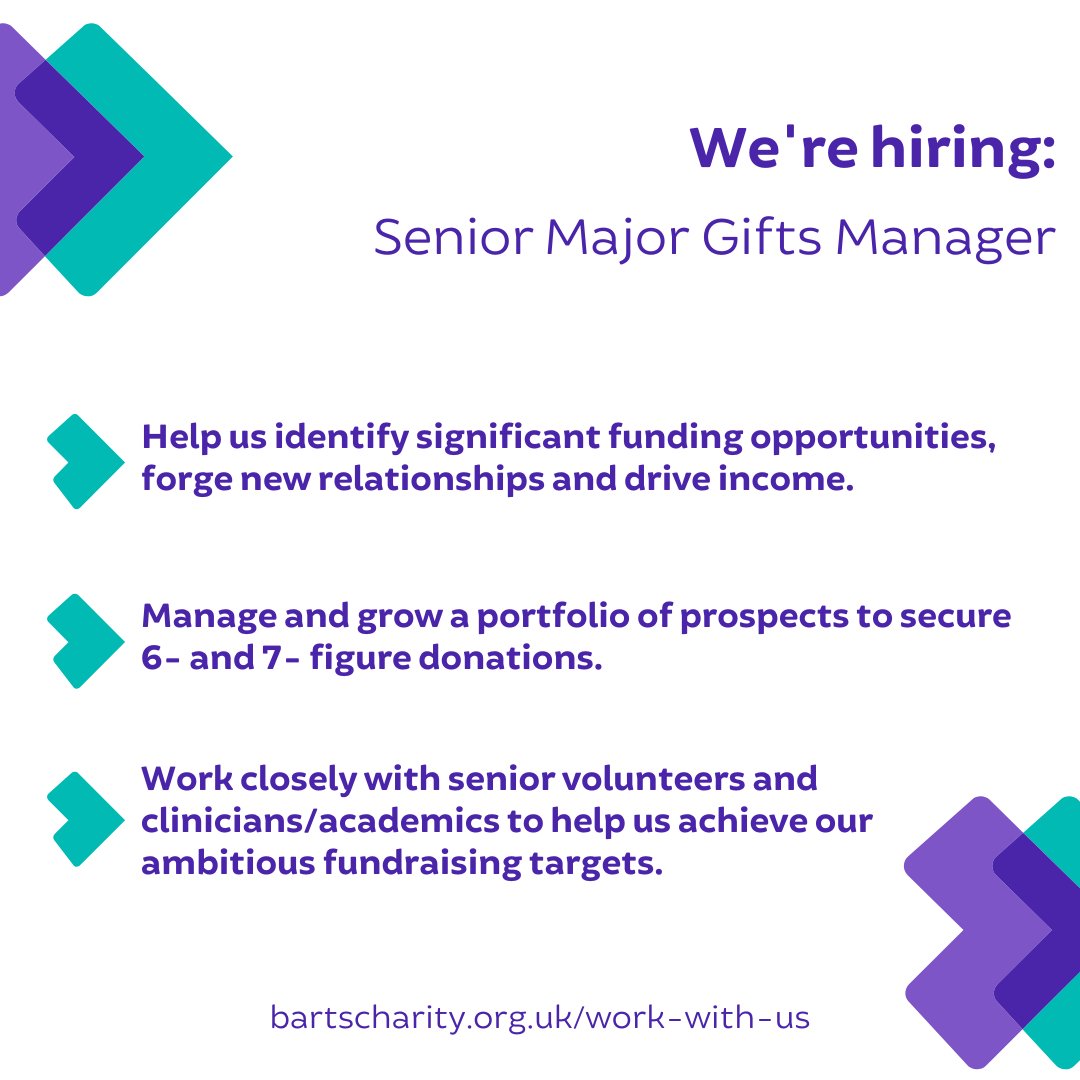 📣 Join our Fundraising team! We are looking for a Senior Major Gifts Manager. Closing for applications: Wednesday 22nd May at 5 pm. 📆 See more and apply 👉bit.ly/4bfw5vK