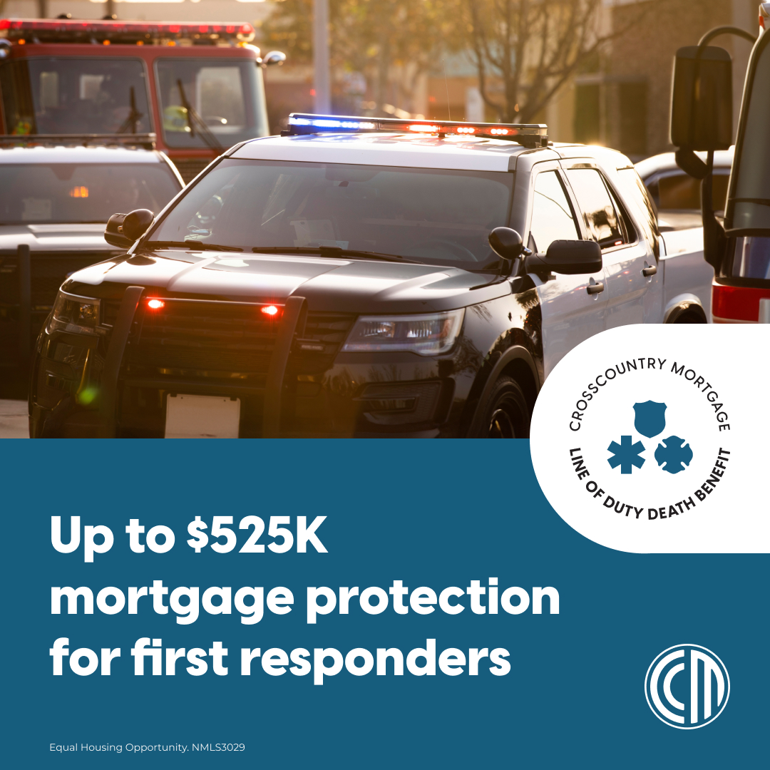 Our Line of Duty Death Benefit offers first responders up to $525,000 towards their mortgage balance if they fall in the line of duty, as a way to support and thank their families for their sacrifice. Contact us today to learn more! #FirstResponder #LineofDuty #MortgageBenefit
