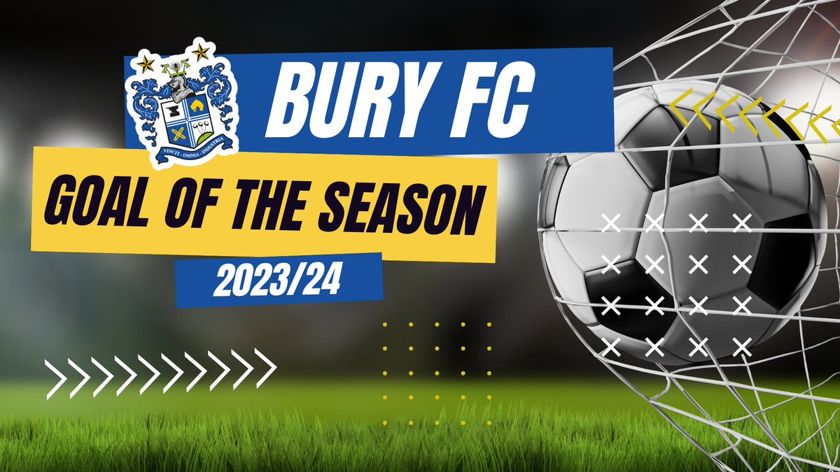 The time has come to vote for your Goal Of The Season! ⚽️ With your help we narrowed it down from over 100 goals to just 10 now we need you to pick the winner! 🥇 Vote here now 🗳️ buryfc.co.uk/vote-goal-of-t… Voting closes 12pm Friday 17th May #BuryFC #PartOfIt