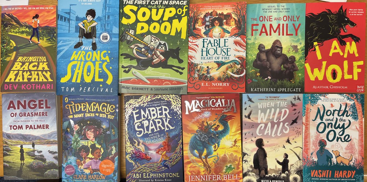 Well that’s a rather amazing set of books heading towards our school library…(I may nab a read of them first) @abielphinstone @elnorry_writer @tompalmerauthor @TomPercivalsays @kaaauthor @vashti_hardy @nicolapenfold @alastair_ch @jenrosebell @clareharlow @macbarnett