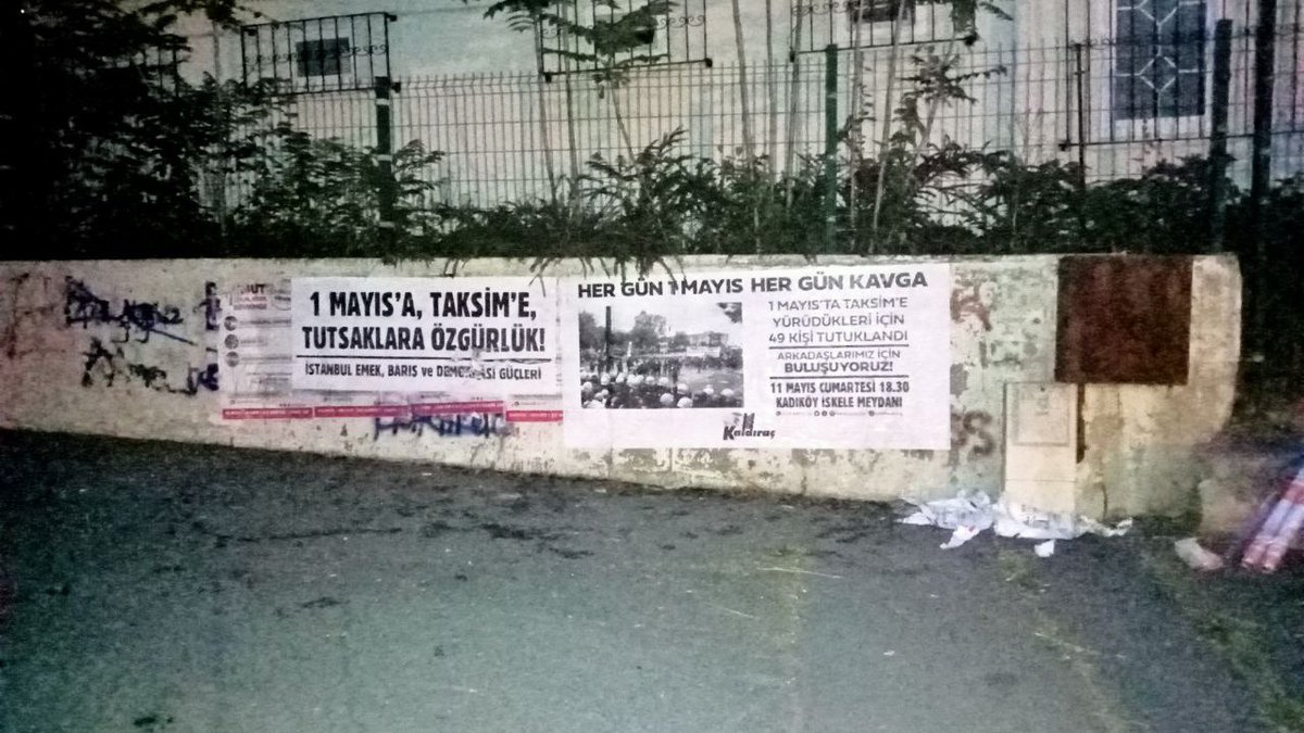 📍 Sarıyer 📍1 Mayıs Mahallesi 'Her gün 1 Mayıs her gün kavga' 1 Mayıs'ta Taksim'e yürüdükleri için tutuklanan 50 arkadaşımız için buluşuyoruz! 🗓️11 Mayıs 2024 | Cumartesi 🕡18.30 📍Kadıköy İskele Meydanı