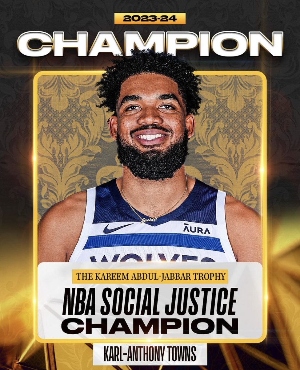 Congratulations to Karl-Anthony Towns '14 for being selected as the 2023-24 NBA Social Justice Champion and being awarded with The Kareem Abdul-Jabbar Trophy! We are so proud of all the great things you are doing for the world!