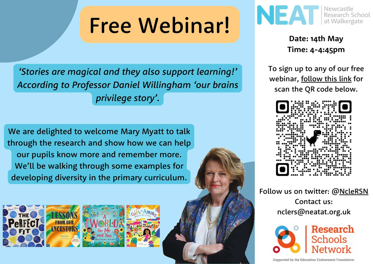 🌟FREE WEBINAR 🌟MARY MYATT🌟 We are delighted to host Mary Myatt, who will be sharing her insights around storybooks across the primary curriculum ⬇️Details below⬇️