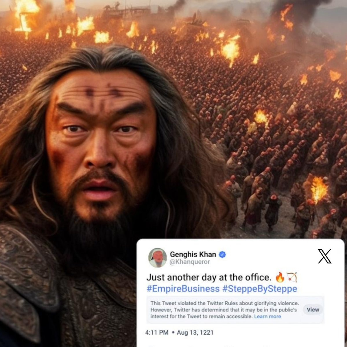 Viral Selfies of History (imagined by AI) This is about to get interesting... 1/10 - Genghis Khan