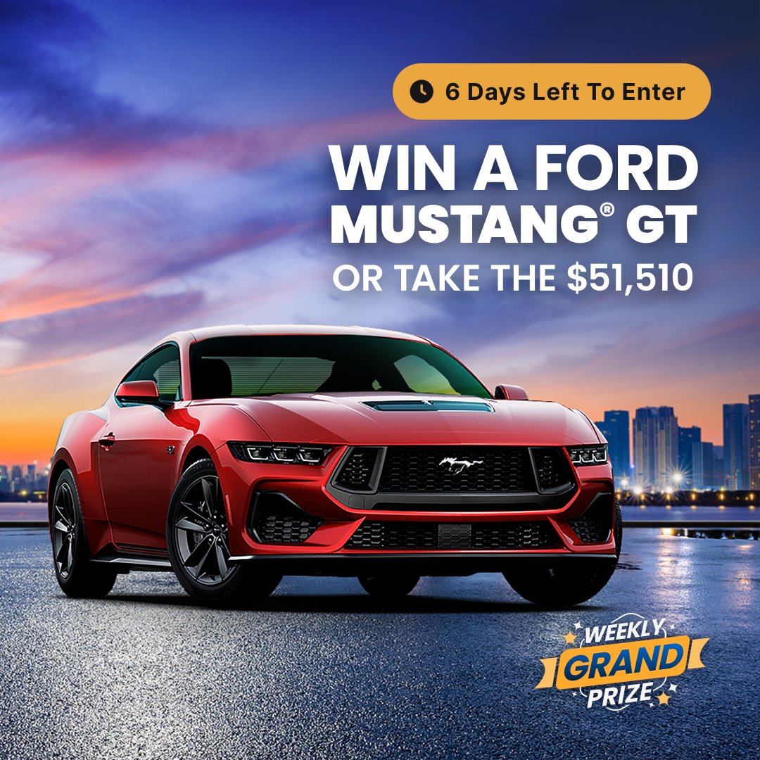 Want to be the one who wins a Ford Mustang® GT for FREE this week? Come grab your entries to win right here:bit.ly/4dCFIqg