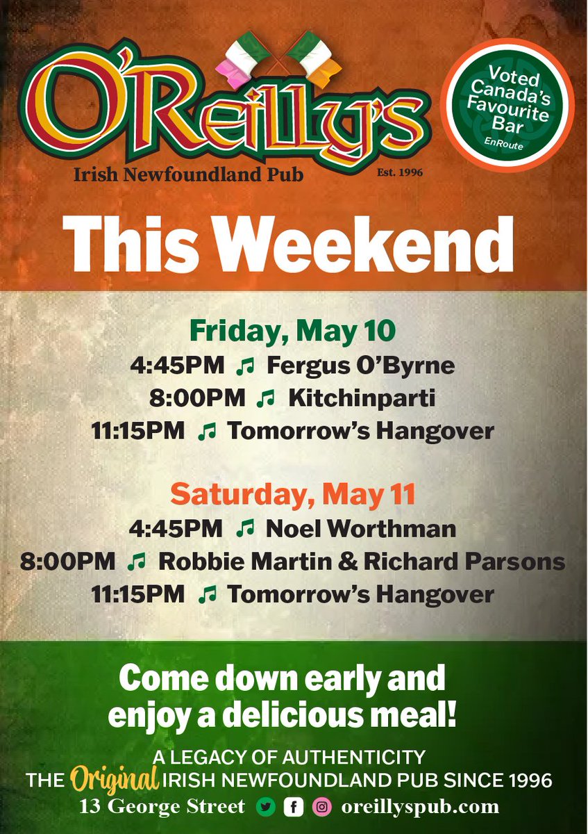 🎉 Get a head start and plan the weekend at O'Reilly's! Here is our lineup for Friday and Saturday! 
#WeekendPlans #LiveMusic #Nightlife #OReillys