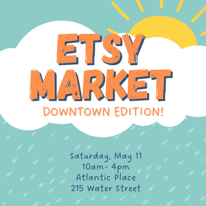 ✨Looking for locally made unique products? Check out the @EtsySJ Market tomorrow in @downtownstjohns at Atlantic Place Saturday, May 11 from 10-4. FREE admission. Details: loom.ly/IzeLtZ4 #LoveDowntown #YYT #stjohnsnl @WhatsHapStJohns