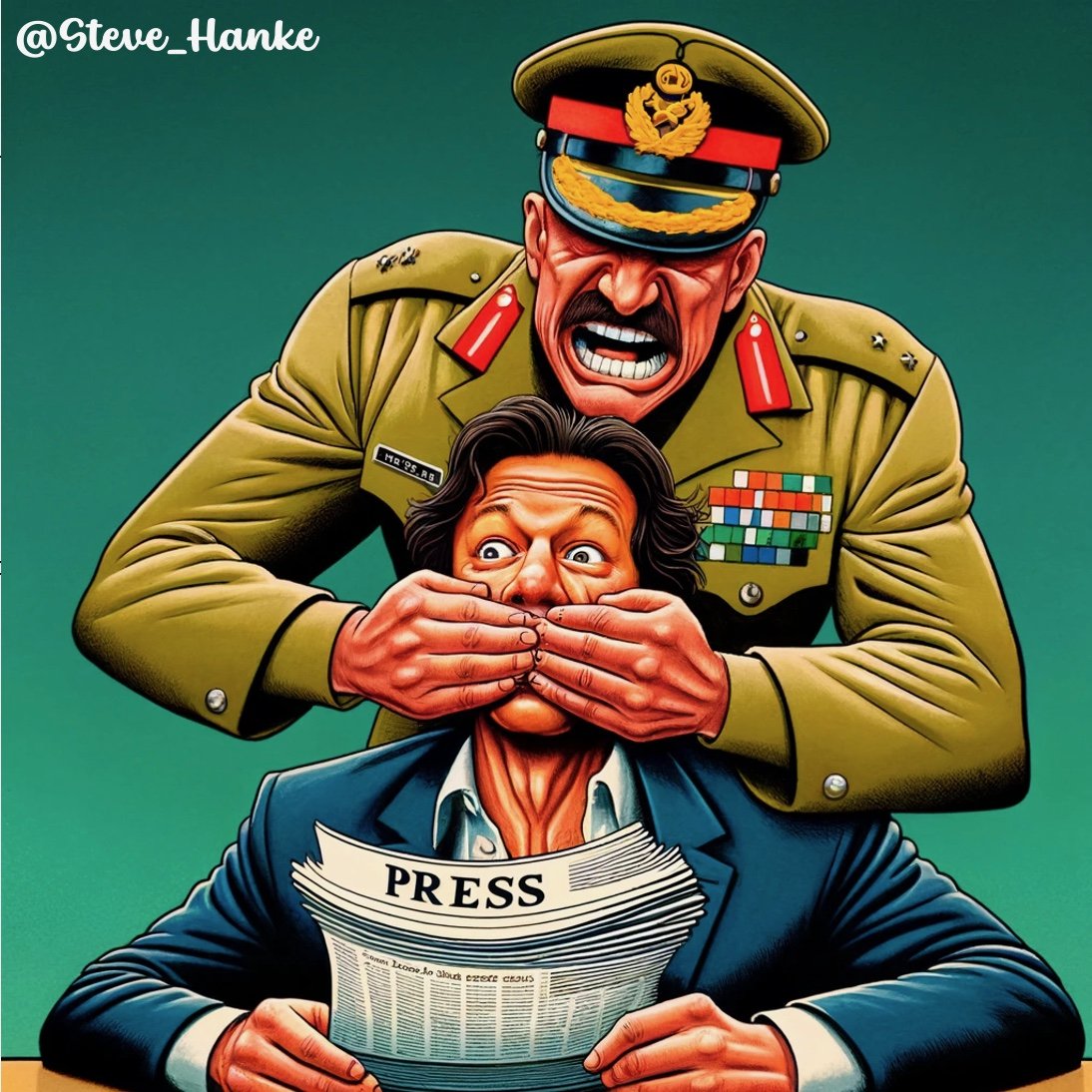 steve_hanke's tweet image. #PAKWatch🇵🇰: As former PM Imran Khan WRONGFULLY remains in jail, his name and pictures are still being censored from the news.

Thanks to PAK’s military censors, PAK ranks 152nd out of 180 countries in @RSF_inter’s 2024 World Press Freedom Index.