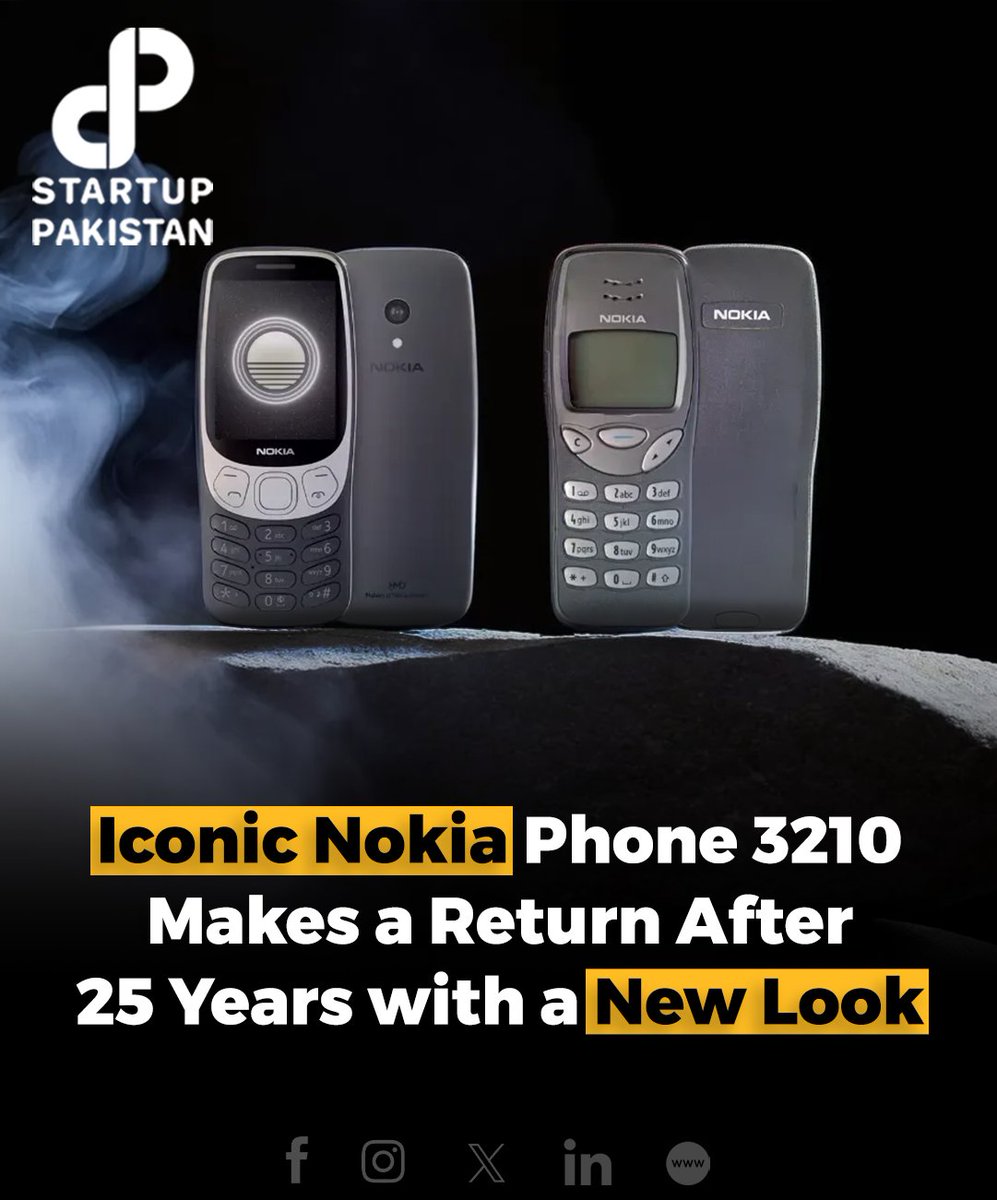 PakStartup's tweet image. To commemorate its 25th anniversary, the iconic Nokia 3210 has made a comeback, delighting those nostalgic for simpler times.

#Nokia #HMD #oldphone #Nokia3210 #NewPhone #Iconic