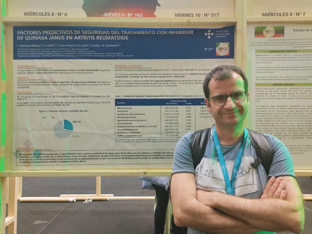 reuma_santpau's tweet photo. Último día de abstracts #SER2024!
- Impacto de la gota en el empleo: Estudio cualitativo. @cesardiaztorne @marianpou @AucklandUni ‍
- Predicción de la seguridad de JAK en AR @cmartinezmolina @mardagaori 
- Conjugados linfoplaquetares y respuesta al MTX
Dra. Ortiz @Silvia_Vidal_1 https://t.co/rri18S6JGM