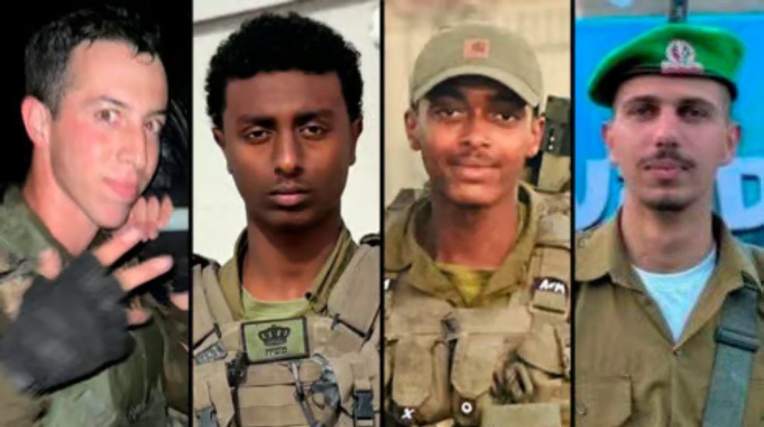 Terrible!
Four of our brave soldiers died today in the Gaza Strip fighting against Hamas terrorists 
All four were 19-years-old
Their names:
Itay Livni
Yosef Dassa
Ermiyas Mekuriyaw
Daniel Levy
🕯️ הי'ד