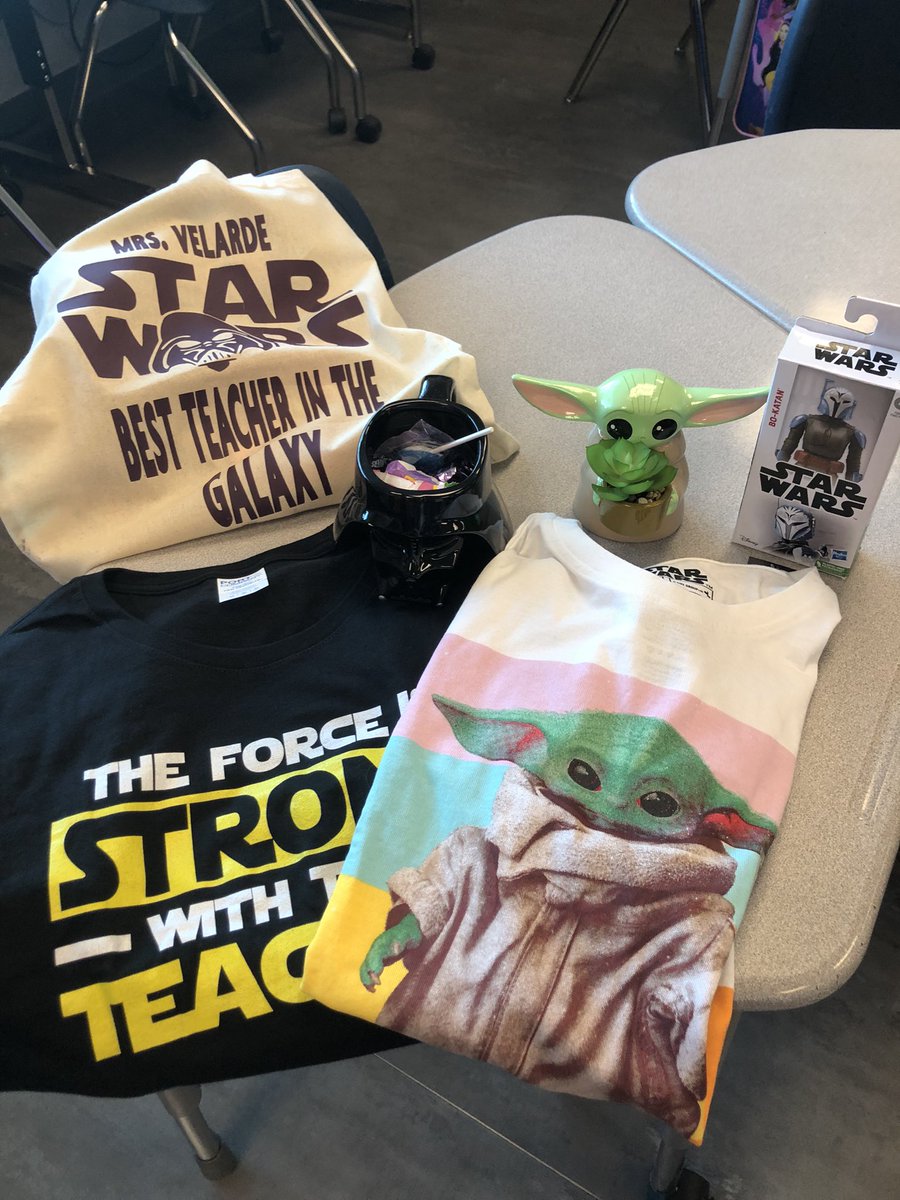 My scholars showered me with amazing gifts for Teacher Appreciation Week and loved every single thing!  Do you think they know I’m a Star Wars fan? 😊#TeamSISD #JCEBuffaloes