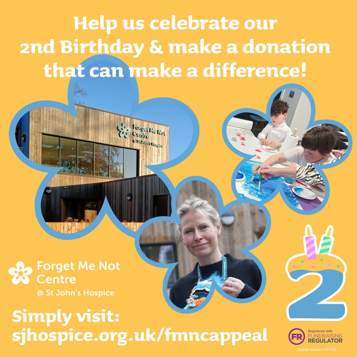 We’re celebrating the 2nd birthday of our amazing Forget Me Not Centre! You can help us by making a donation to support the continued work of this amazing facility. Visit: sjhospice.org.uk/fmncbirthday Thank you 💚