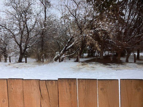 ClintRising's tweet photo. Snow at the farm this morning. Probably been 20+ years since I’ve seen snow this late. No power since 3am. 20 large transmission poles down. Broken trees everywhere https://t.co/8I0y3Ivv0p