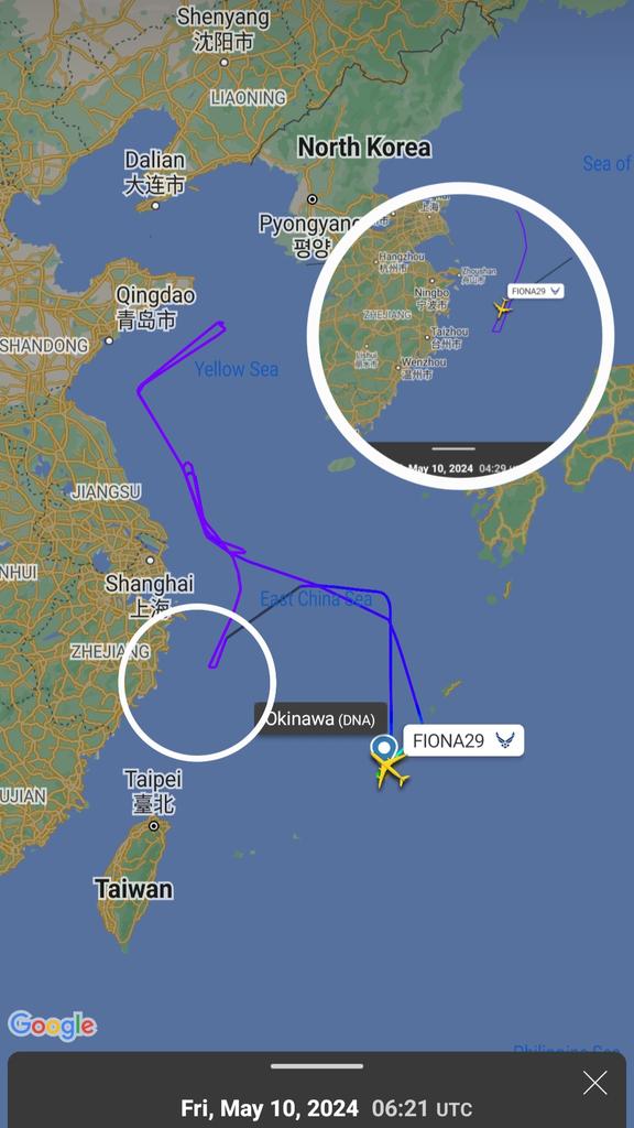 AE01D4 64-14847 FIONA29 'visited' the #Zhoushan and #Qingdao Naval Bases today, and 'visited' the #Yulin Naval Base on May 7th.