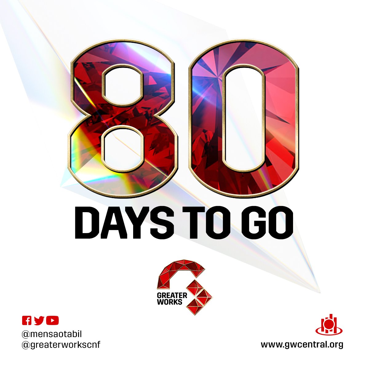 IcgcCovenant's tweet photo. We are 80 Days away from Greater Works 2024.

Get ready!!!

#GW2024 
#WeAreICGC https://t.co/0gtJP9gNMZ