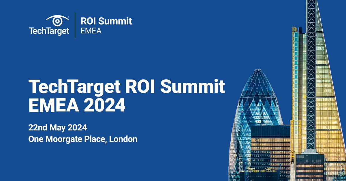 Make sure to join us in person on Wednesday, 22 May 2024 at 8:30am BST for TechTarget's ROI Summit in London as we explore how data-driven strategies are shaping the go-to-market motions for leading tech organizations 🌏 Register and save your spot: bit.ly/3wWQC9A