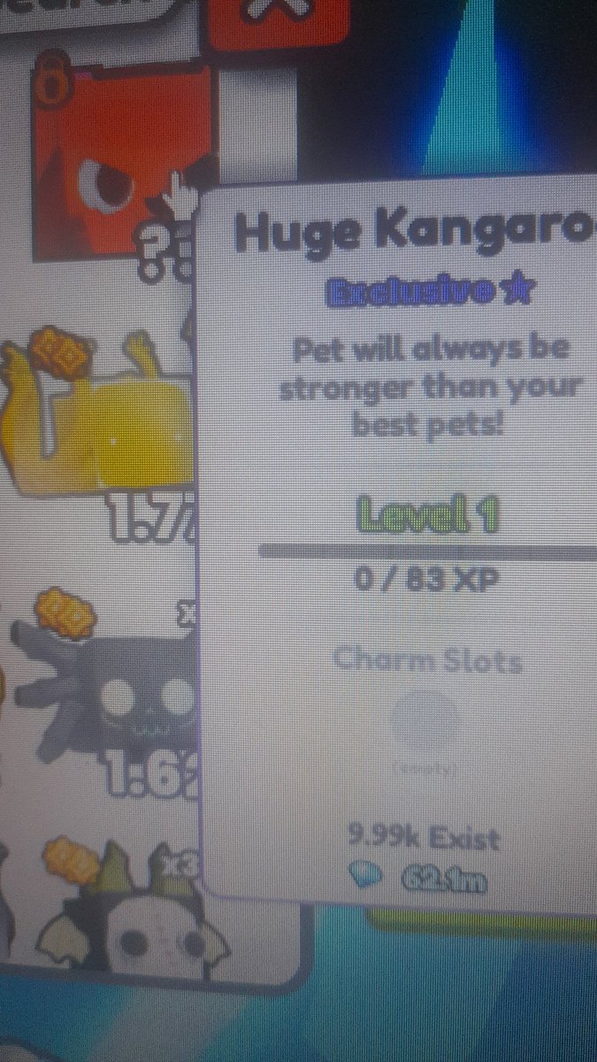 Optimum2P's tweet photo. My 3rd Huge Hatched Today. A kangaroo.
My 34th Active Huge on Tech World.
#PetSimulator99
#petsimulator99
#ps99
#biggames
#cxtg
#roblox https://t.co/IPPtfdrkKH