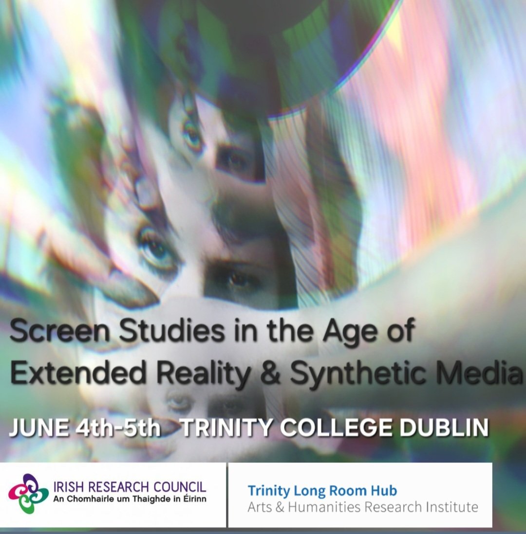The programme & registration for 'Screen Studies in the Age of Extended Reality & Synthetic Media' is now available via the link below. Supported by @IrishResearch and with a keynote by Prof. Jenna Ng, it takes place @TLRHub, in Dublin, on June 4th-5th. tcd.ie/creativearts/r…