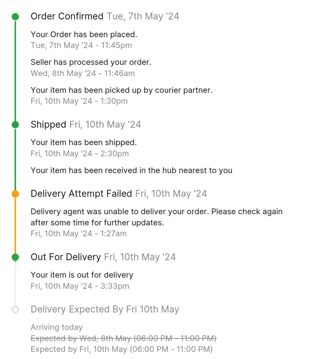 Worst service from @Flipkart - OD431196100805032200
Order was placed on 7th May with scheduled delivery on 8th but it was not delivered on 9th also and today on 10th also @flipkartsupport team is not providing a solution for the same.
@ekartlogistics is worst delivery partner.