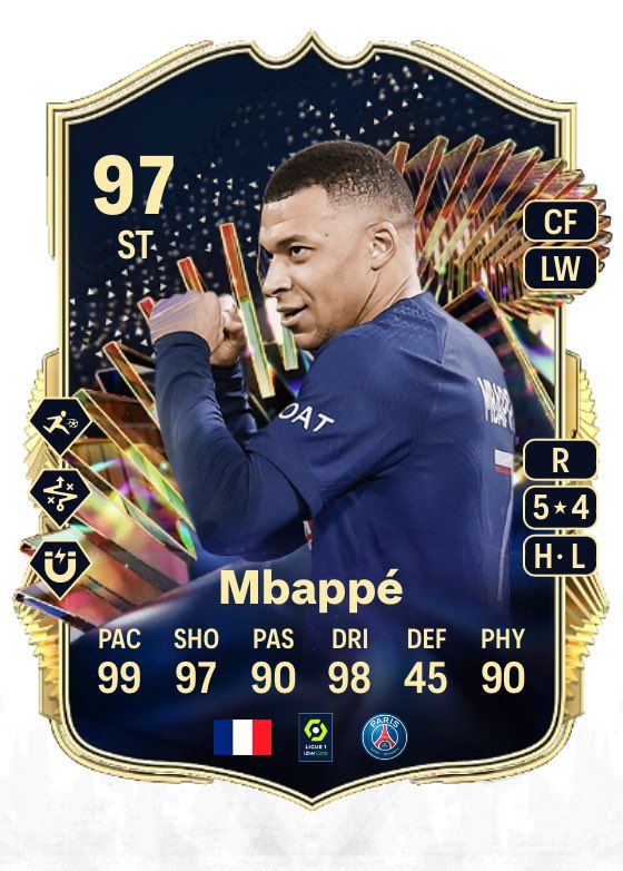 UTSources's tweet photo. You just know someone out there will get both Mbappe and Dembele untradable this weekend 🤣

What a pair of cards 🔥 https://t.co/Ifv0CUgWw5